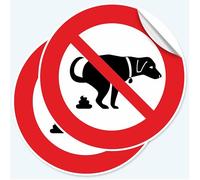Pubblimania 2 pegatinas redondas prohibidas caca perro 20 x 20 cm, etiquetas adhesivas suaves, impermeables y lavables (prohibición de caca de perros)