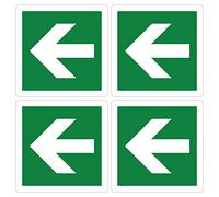 pubblimania 4 Piezas Flecha Salida de Emergencia Adhesivo de PVC Resistente para Exterior e Interior (14,5x14,5 Cm) (4 Flechas)