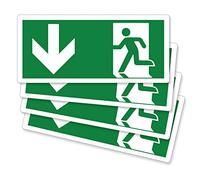 pubblimania 4 Piezas Señal de Salida de Emergencia en Bajo PVC Adhesivo Resistente para Exterior e Interior (29x13 Cm) (4 Salidas en Bajo)