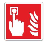 pubblimania Botón de Alarma de Incendio Adhesivo de PVC Resistente para Exterior e Interior 14,5x14,5 cm (Botón de Alarma de Incendio)