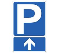 Pubblimania Cartel de aparcamiento con flecha hacia delante, de aluminio compuesto de 3 mm. Para uso exterior o interior (aparcamiento flecha hacia delante, 20 x 30 cm)