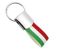 Pubblimania Elegante Llavero de piel sintética con anillo. Útil para llaves de casa, coche, motocicleta, scooter, portal ligero y muy resistente, Llavero de bandera de Italia, Talla única