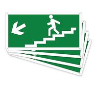 pubblimania Escalera de Salida de Emergencia a la Izquierda, Compuesto de Aluminio de 3 mm de Grosor (29 x 14,5 cm) (Paquete de 4, Escalera de Salida a la Izquierda)