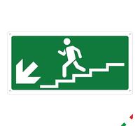 Pubblimania Escaleras Descenso Izquierda Salida de Emergencia | Letrero Compuesto de Aluminio 3mm para Exterior-Interior (Escaleras de Descenso Izquierda, 1 Unidad)