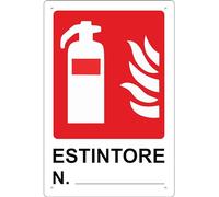 Pubblimania ESTINTORE N° Cartel de seguridad de aluminio metal compuesto de 3 mm de grosor (20x30 cm) (Estintore N.)