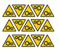 Pubblimania ORGANOS EN MOVIMIENTO Adhesivos de peligro en PVC para exterior de 5x4,5 cm (15 Órganos en movimiento)