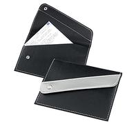 pubblimania Portadocumentos con cierre de botón, ideal para seguro, sello o documentos de viaje (negro/plata)