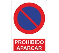 Pubblimania PROHIBIDO APARCAR Cartel Señal de aluminio para exterior metal resistente grosor 3 mm | (Cm 20x30, Prohibido Aparcar)