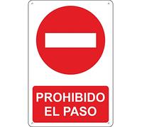Pubblimania PROHIBIDO EL PASO - Cartel de aluminio para exterior de metal resistente de 3 mm de grosor - Cm 20x30
