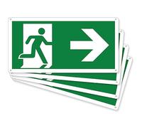 pubblimania Salida de emergencia a la derecha | Compuesto de aluminio de 3 mm de grosor (29 x 14,5 cm) (Pack de 4, Salida de emergencia a la derecha)
