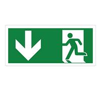 Pubblimania Salida de emergencia Adhesivo de PVC resistente para exterior e interior (Cm29x13) (flecha baja)
