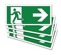 pubblimania Salida de Emergencia Flecha Derecha PVC Adhesivo Resistente para Exterior e Interior (29 x 13 cm) (4 Salida Derecha)