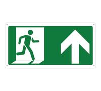 Pubblimania Salida de emergencia flecha hacia adelante | Cartel de aluminio compuesto 3 mm exterior-interior (salida de emergencia alta, 1 unidad)