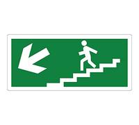 pubblimania Salida de Emergencia PVC Adhesivo Resistente para Exterior e Interior (29x13 Cm) (Escalera Flecha Izquierda Exit)