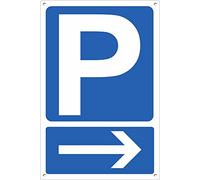 Pubblimania Señal de aparcamiento con flecha a la derecha de aluminio compuesto de 3 mm. Para uso exterior o interior (aparcamiento flecha derecha 30 x 40)
