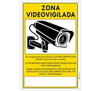 pubblimania ZONA VIDEOVIGILADA | Cartel de aluminio 3 mm (Cm 20x30, Zona Videovigilada)