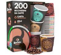 PubCup - 200 vasos de papel para café de 65 ml - Mezcla de vasos ecológicos biodegradables desechables pequeños para llevar bebidas calientes