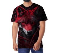 PUBDSKBLDE Camiseta de manga corta para hombre, diseño gráfico, informal, ajustado, estampado 3D, Lobo de sangre, XXL