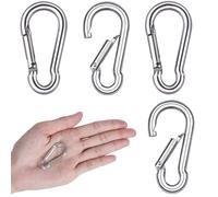 Pubiao 4 Piezas Mosquetón Heavy Duty 304 Acero Inoxidable M6 de Gancho Mosquetón de Acero Clip de Resorte Giratorio para Senderismo al Aire Libre Camping Pesca (no para Escalar)
