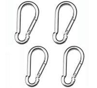 Pubiao 4 Piezas - Mosquetones de Bloqueo (M6) Gancho de Clip de Cadena de Acero Inoxidable para Viajes, Camping, Hamaca, Senderismo, Pesca, Correa para Perros Llavero