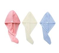 Pubiao Toallas para Secar el Pelo 3 Piezas Microfibra Vellón de Coral Turbante de Secado Rápido con Diseño de Botón Súper Absorbente para Pelo Corto y Largo para SPA, Maquillaje, Secar Pelo, en Ducha