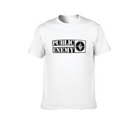 Public Enemy - Camiseta de manga corta unisex de algodón con cuello redondo y banda de música para hombre, color blanco, blanco, M