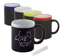 Publiclick Lote 20 tazas pizarra con tiza para pintar, surtido 4 colores, para cafe, desayuno, regalo, detalle para niños y adultos, capacidad 350ml