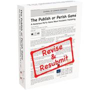 Publish or Perish: A Humorous Party Game About Academia | 3-6 jugadores | A partir de 14 años | Creado por Max Bai Ph.D. Revisado por Unserious Researchers Casi Aprobado por el Revisor 2 (Edición