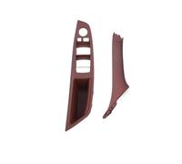 PUBUGPDPAG para Serie 5 F10 F11 F18 520i 523i 525i 528i 535i Juego manijas Tirador Panel apoyabrazos Puerta Delantera Interior Coche Interior Embellecedor Marco Accesorios(Red Brown LHD 2PCS)