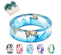 Pubyfun Everring, Colorful Resin Rings, Sherum/Fanyil/Sheremart EverRing, Handmade Transparent Acrylic Resin Dry Flower Clear Ring Gift, Minimalist Ring Jewelry Accessory (Blue)