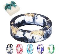 Pubyfun Everring, Colorful Resin Rings, Sherum/Fanyil/Sheremart EverRing, Handmade Transparent Acrylic Resin Dry Flower Clear Ring Gift, Minimalist Ring Jewelry Accessory (Black)