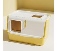 Pucaru Arenero Gato Cubierta, Mueble Arenero Gatos de Interior, Caja de Arenero Antisalpicaduras con Entrada Superior, Fácil de Instalar(Yellow)