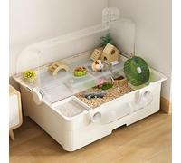 Pucaru Jaula para Hámster DIY, Caja de Cría para Hámster con Túnel Tipo Domo Tipo Cajón, Diseño de Doble Capa, Fácil Instalación(White)