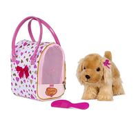 Pucci Pups - Bolsa Rosa y Dorada con Estampado de corazón y Cocker Spaniel - Perro de Juguete - Peluche - Transportín para Perros - Cocker Spaniel Toy - 3 años +