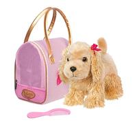 Pucci Pups - Bolso Glamour de Lunares Dorados y Cocker Spaniel - Perro de Peluche y Bolsa de Transporte - Cachorro de Peluche Cocker Spaniel - Peineta y Monedero - 2 años +