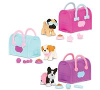 Pucci Pups - Collectible Puppy Set - Boston Terrier Pug Shih Tzu - Carrier Purse - Dog Accessories Included - Toys for Kids 3+