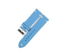 PUCHEN Correa de reloj de cuero con patrón Litchi, correa de costura hecha a mano de 16mm - 22mm para accesorios de reloj,Azul claro,17mm