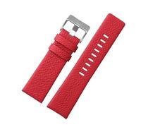 PUCHEN Correa de reloj de cuero genuino rojo, 24, 26 y 28mm, accesorios para relojes de hombre y mujer + herramientas de instalación,24mm