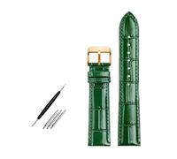 PUCHEN Correa de reloj de cuero verde, pulsera de reloj de 12mm - 24mm, pulsera de repuesto con herramientas de instalación,22mm