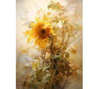 PUCHEN Kit de Punto de Cruz Bordado, Hermosa flor de girasol,I,40 * 50cm Kit Punto de Cruz con Hilos Y Tela Esquemas Tela Impresa juego Completo de Iniciación para Principiantes Preimpreso