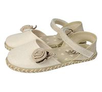 Puchitos 9902-31 Esparteñas para niñas en Color Crudo, con Rosa al Frente, Alpargatas de comunión Hechas en España con Hebilla y Piso de Goma NIÑA Zapato COMUNIÓN Crudo 29