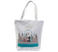 Puckator - Bolsa de la compra de algodón con diseño de iconos de Londres, tejido mixto 39×37×9,5 cm