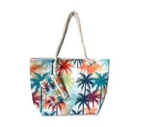 Puckator Bolsa de playa - Palmeras multicolores y mini bolso con cremallera