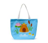 Puckator Bolsa de playa para niña y niña - Capibara, azul, Chillin, turquesa, Contemporáneo