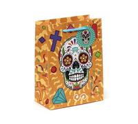 Puckator Bolsa de regalo con diseño de calavera mexicana, para hombre o mujer, Día de los Muertos, tamaño mediano, 23 cm para cumpleaños, Navidad y fiestas - Tarjeta de felicitación incluida