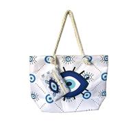 Puckator Bolso de playa - Ojo Griego Oval y Mini Bolso con Cremallera - Evil Eye
