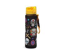 Puckator Botella irrompible con boquilla de 600 ml - Calavera mexicana - Día de los Muertos - Sin BPA - Soft Touch