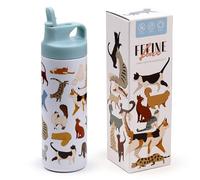 Puckator - Botella térmica de acero con apertura Flip Top - 500 ml - Gatos - Feline Fine - BPA Free - Diseño de doble pared