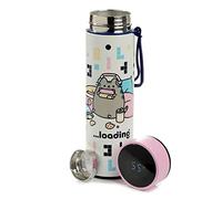 Puckator Bouteille Isolée (Gourde) 450ml en Acier Inoxydable Avec Thermométre Digital Boissons Chaudes ou Froides Pusheen - Chat Jeu Vidéo Marca