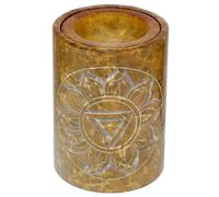 Puckator Brûleur à Huile Chakra - Pierre Stéalite Jaune Marca